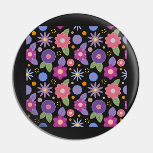 Decorative flowers on black Pin