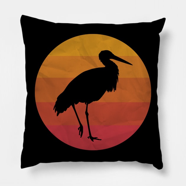 Vintage Crane Bird Pillow by ChadPill