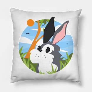 Rabbit Scene Forest Pillow