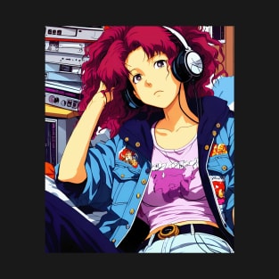 Lofi Hip hop Music - anime lofi girl  vibe aesthetic Anime 80s T-Shirt