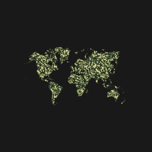 World Map in Camouflage T-Shirt