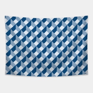 Classic Blue 3D Walls Geometric Tapestry