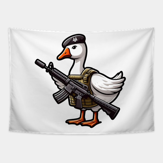 Tactical Goose Tapestry by Rawlifegraphic