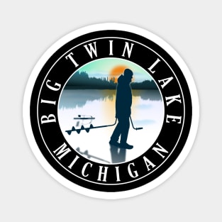 Big Twin Lake Ice Fishing Michigan Sunset Magnet