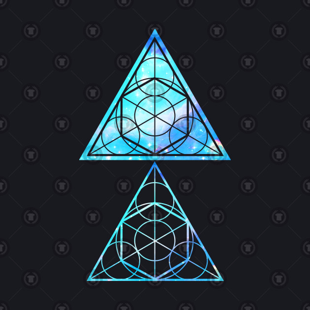 blue triangles sacred geometry triangle baseball t shirt