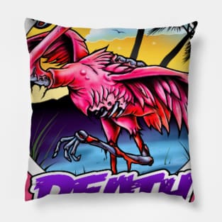 Death By Flamingo Main Logo Pillow