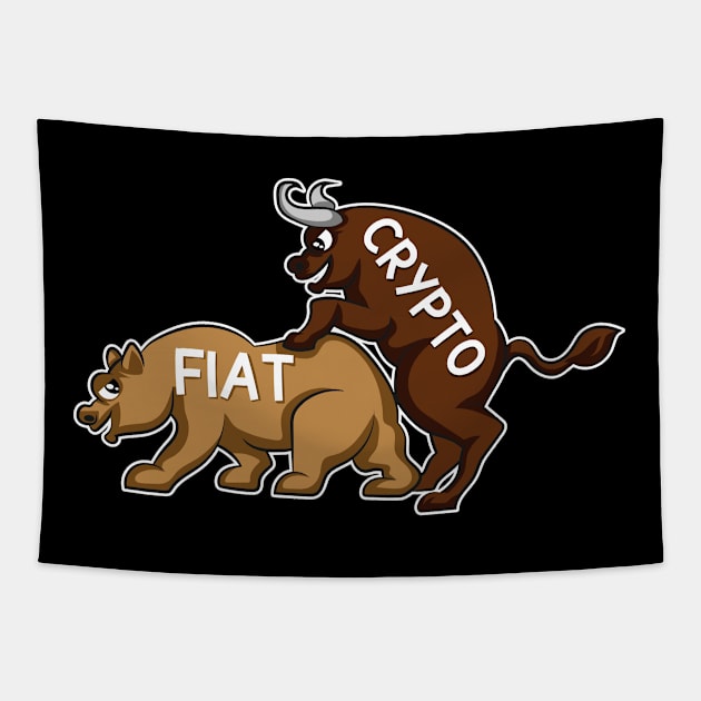 Bitcoin VS Fiat Buy Btc Crypto Tapestry by QQdesigns