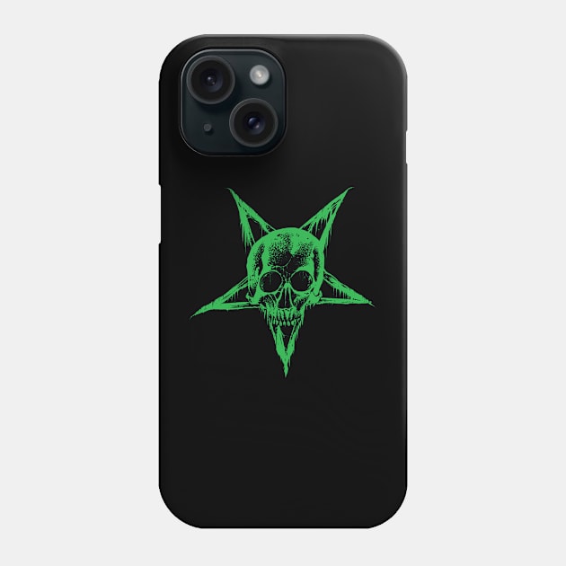 Skull Pentagram (green version) Phone Case by wildsidecomix