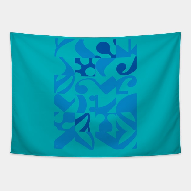 Musical Notes Turquoise and Blue Pattern Tapestry by Dez53