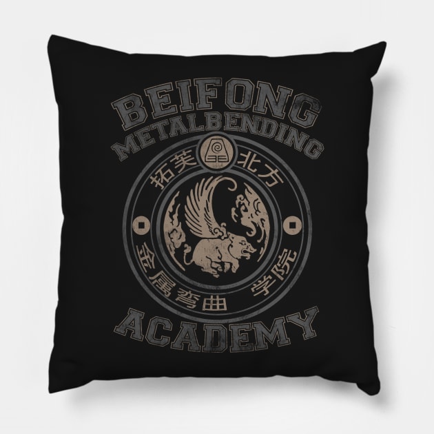 Beifong Metalbending Academy - Silver & Beige Pillow by KumoriDragon