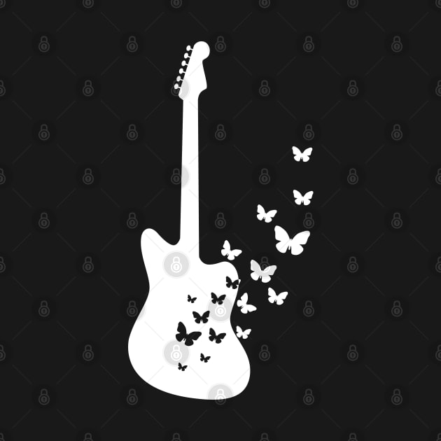 Offset Style Electric Guitar Silhouette Turning Into Butterflies by nightsworthy