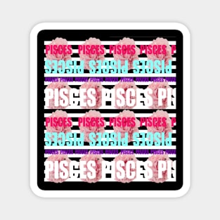 Colorful Monogram Pisces Zodiac Sign Pink Peony Flowers Magnet