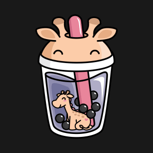 Bubble Tea with Cute Kawaii Giraffe Inside T-Shirt