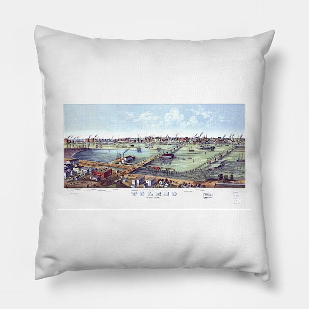 TOLEDO OHIO city old map Pillow by FrenchPrinting