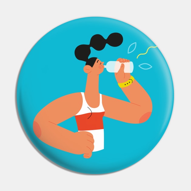 Sport Girl Drinking Pin by JunkyDotCom