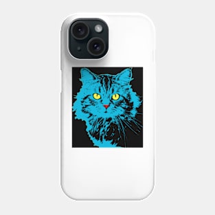 Pop cat blue black Phone Case