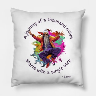 Fun Chinese Proverb from Laozi/Lao Tzu - Black Writing - Hip Hop Pillow