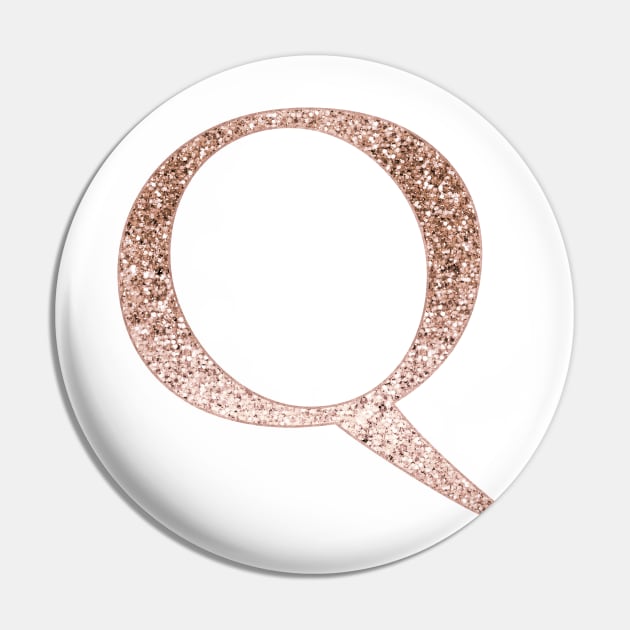 Q rose gold glitter monogram letter Pin by RoseAesthetic