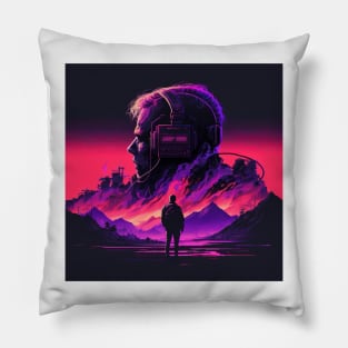 Synthwave apocalypse Pillow