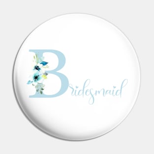 Bridesmaid blue floral design Pin