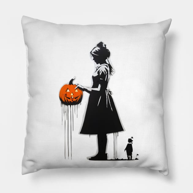 Halloween Sister Pillow by Apotis