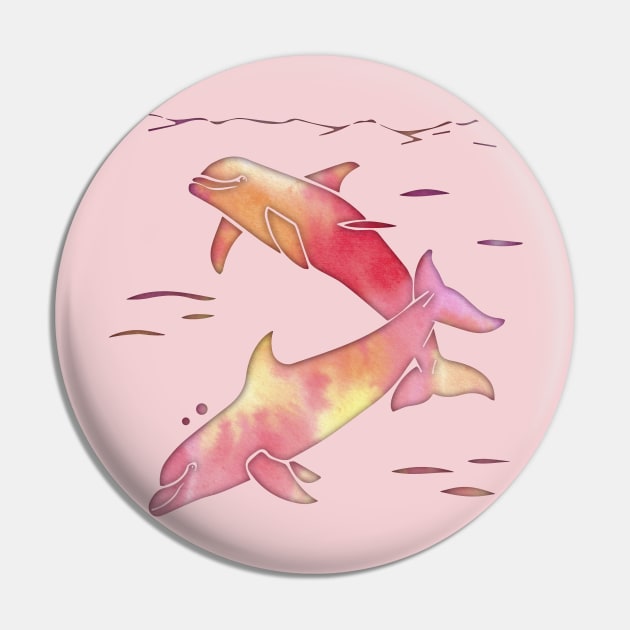 Peach Sea Dolphins Pin by ferinefire