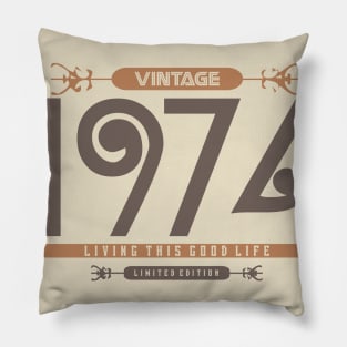 46th Birthday T-Shirt - Vintage 1974 Pillow