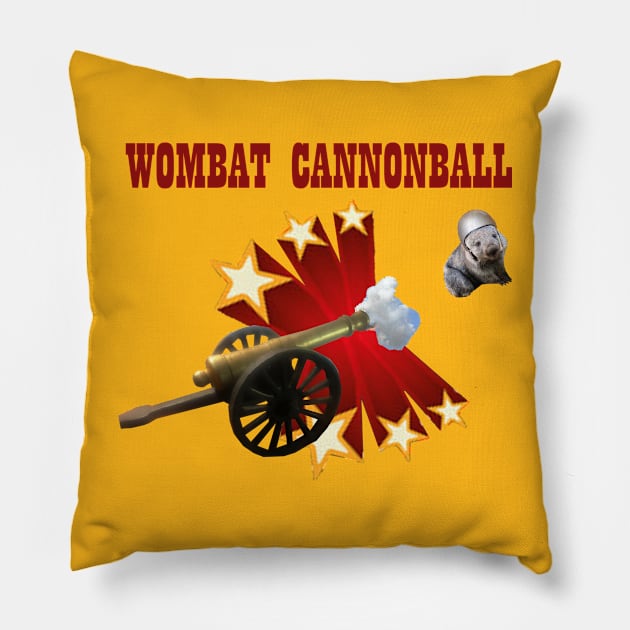 Wombat Cannonball Pillow by Dizgraceland