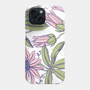 Green and Pink hydrangea foliage flower pattern Phone Case