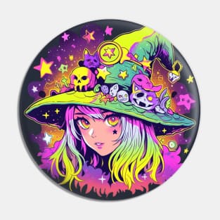 Cute Neon Witch Pin