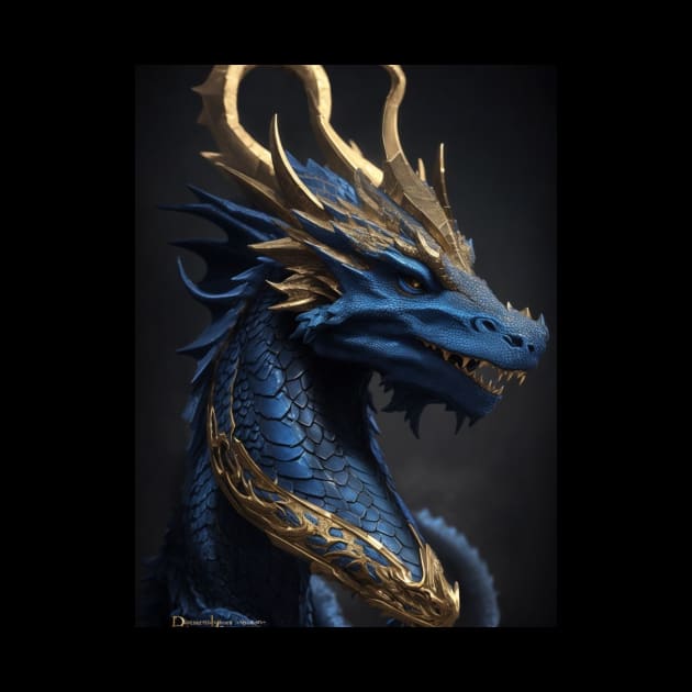 Blue and gold dragon by Love of animals