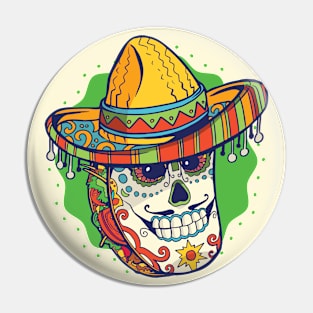 Day of the Dead Sugar Skull Taco with Sombrero Pin