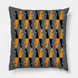 Halloween Black and Orange Cat Pillow