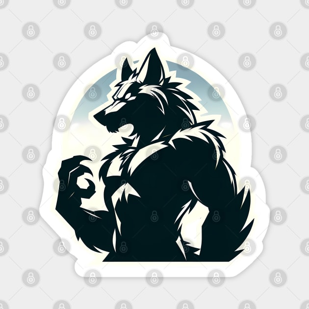 Simple Anthro Furry Werewolf Silhouette Magnet by Blue Bull Bazaar