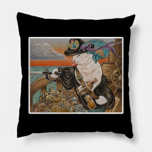 Ferret Pirate and Egyptian Treasure - White Outlined Version Pillow