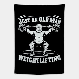 Just An Old Man Weightlifting Tapestry