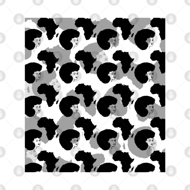 Black faces and Africa map pattern by Spinkly