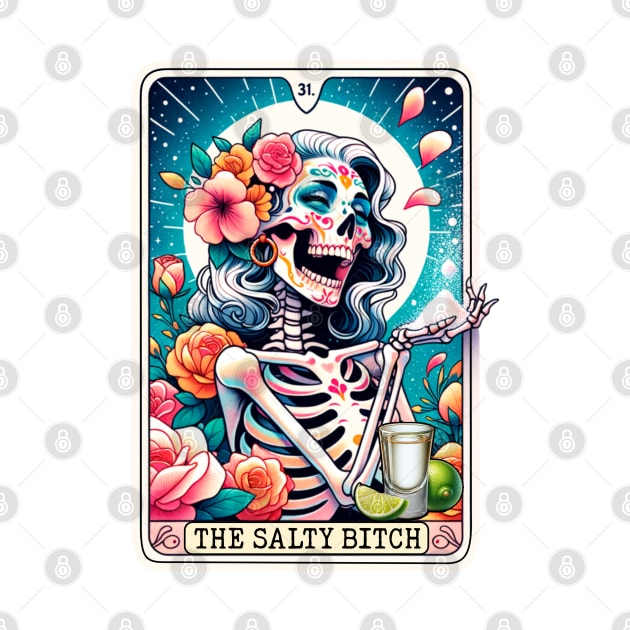 The salty bitch tarot card; tarot; card; card reader; funny; salty; colorful; pretty; skeleton; feminine; woman; fun; zodiac; psychic; gypsy; fortune teller; fortune; horoscope; by Be my good time