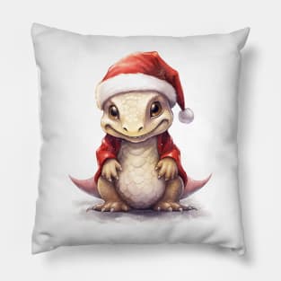 Komodo Dragon in Santa Hat Pillow