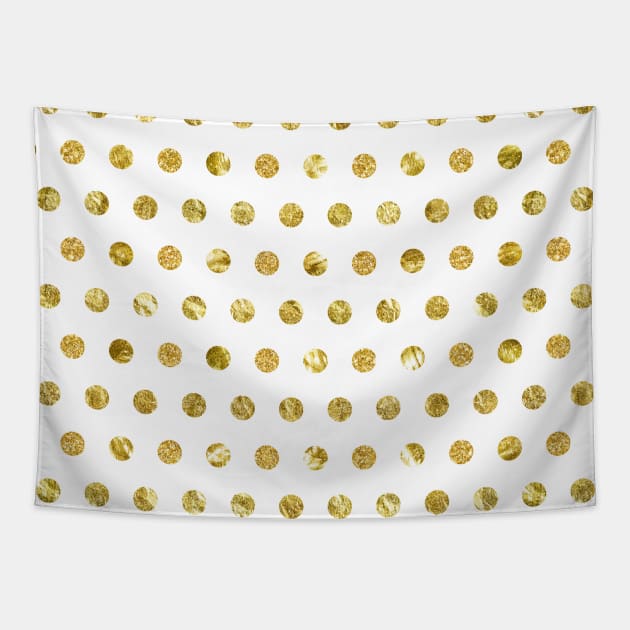 Gold Foil Polka Dots Tapestry by Printable Pretty