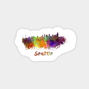 Seattle skyline in watercolor Magnet
