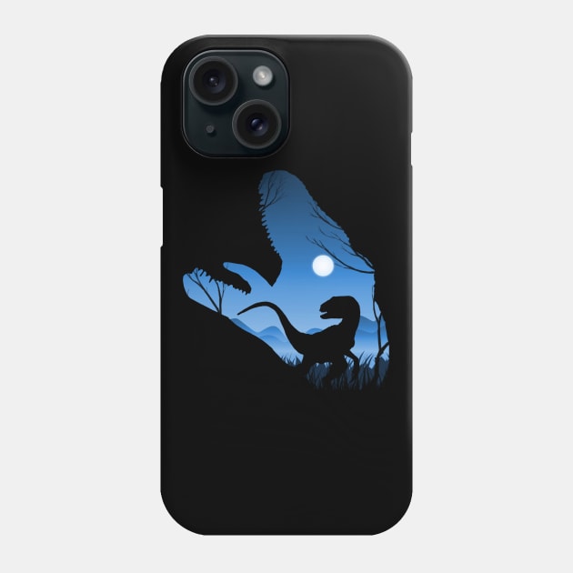 Velociraptor sunset silhouette Phone Case by Meca-artwork