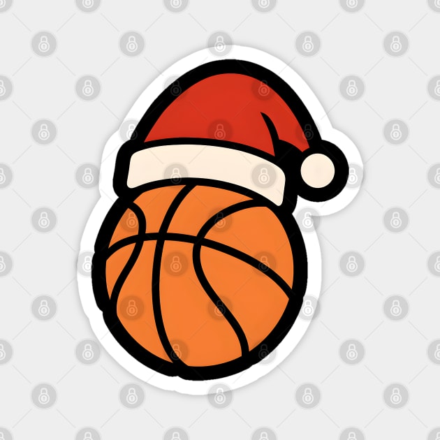 Christmas Basketball with Santa Hat Holiday Design Magnet by MakerMind8.2