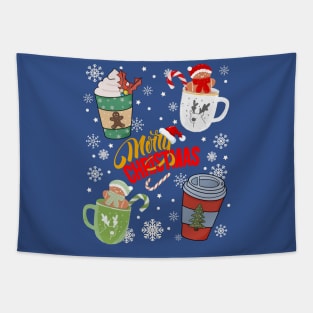 Coffee Lover Merry Christmas Tapestry