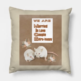 We Are Mice: Married-In Love-Couple-Extra-happy: Cute Mice Wedding Couple Pillow