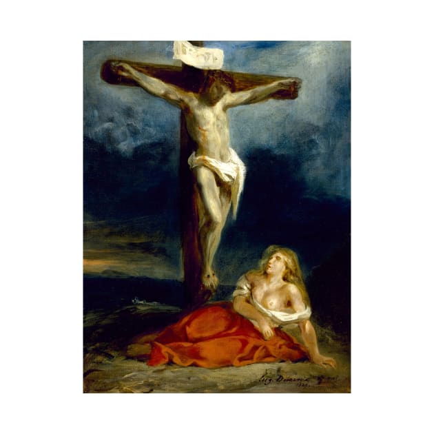 Saint Mary Magdalene at the Foot of the Cross by Eugene Delacroix by Classic Art Stall