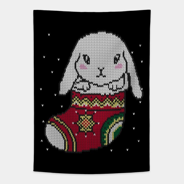 Cute Bunny in Sock-Christmas Stitch Tapestry by MaryMas