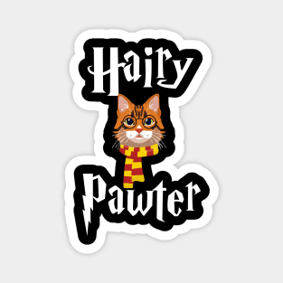 Hairy Pawter Funny Hairy Paw Cat Lover Cute Hairy Cat Head Magnet