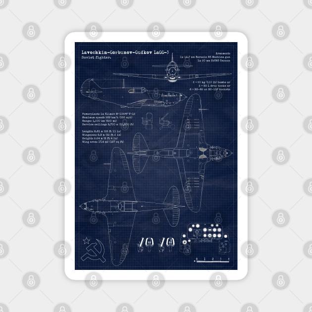 URSS Fighter LaGG3 Blueprint Magnet by Aircraft.Lover