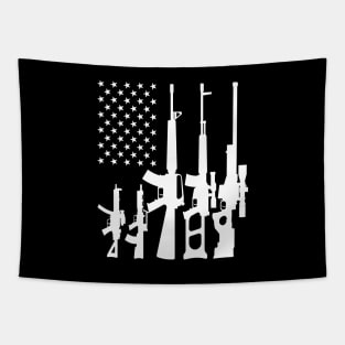 Gun - Guns in american flag Tapestry